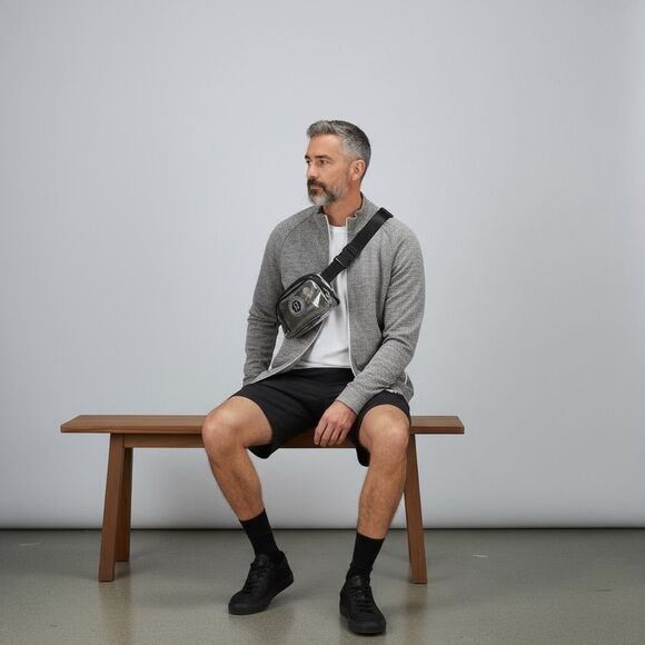 Lululemon Everywhere Black Clear Bag 1L Transparent Crossbody Waist Belt Bag NWT - Picture 2 of 4